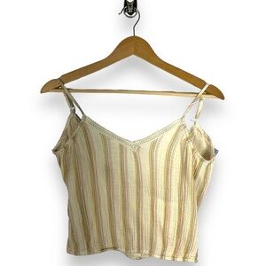 4 for $20 SALE!Aerie Crinkle Surplice Back Cropped Cami Top, Neutral Stripes, XS
